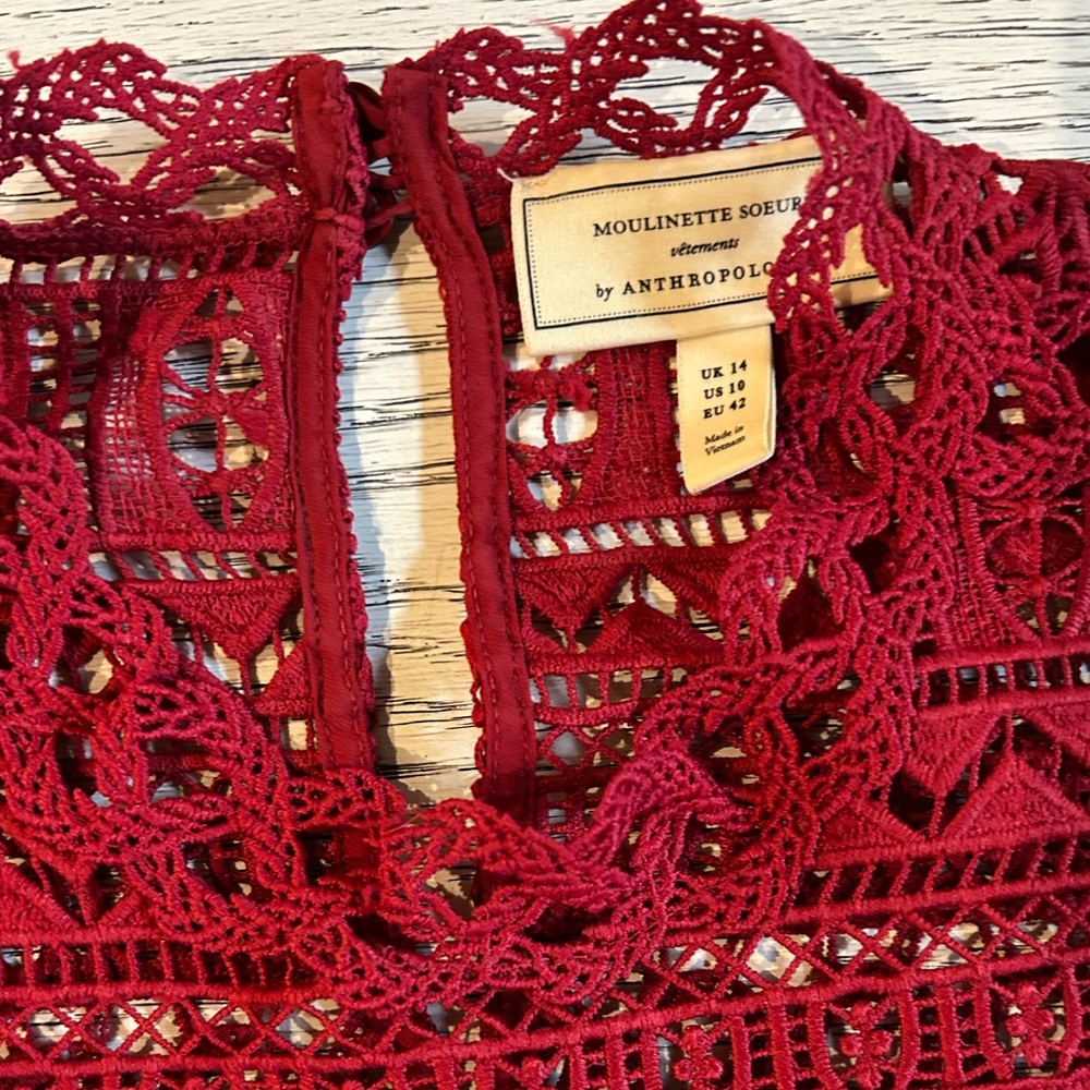 Anthropologie Moulinette Soeurs Lace Peplum Top Sz 10 - Picture 4 of 6